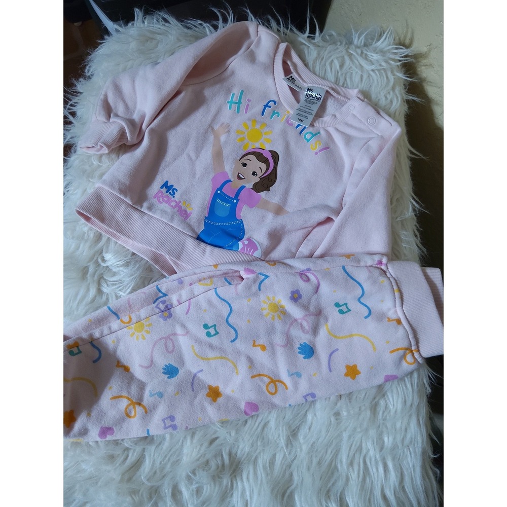 Ms. Rachel Hi Friends Pink Fleece Sweatshirt and Sweatpants Set 18M